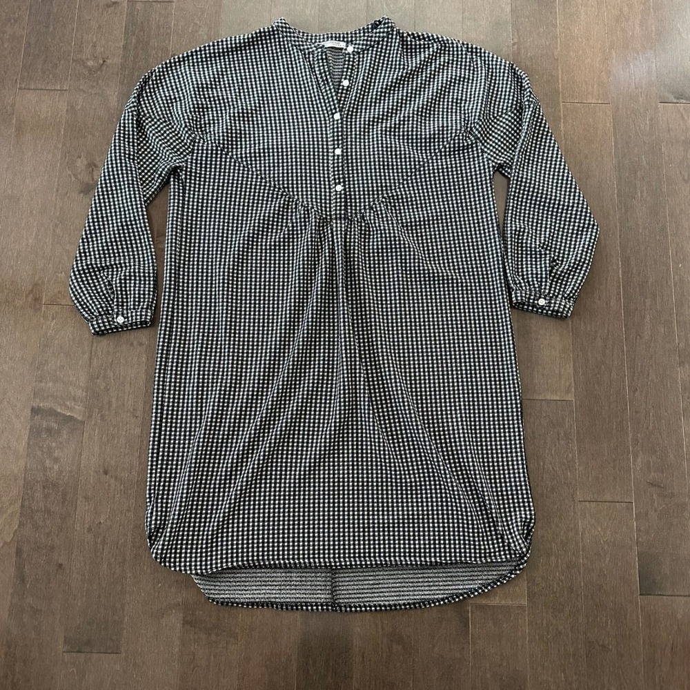 Zara Trafaluc Gingham Dress Lagenlook Cottagecore Western Black White S
